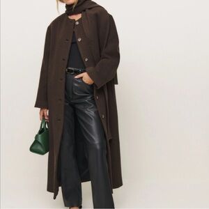 Reformation Asher Brown Wool Trench Coat